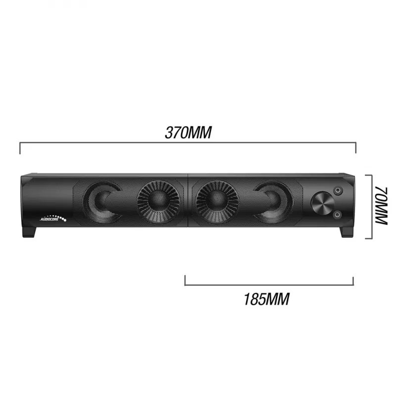 2-in-1 datora skaļruņu skaņas panelis ar RGB LED fona apgaismojumu, stereo, paredzēts spēlēm, USB, 2 x 3 W, AUX 3,5 mm