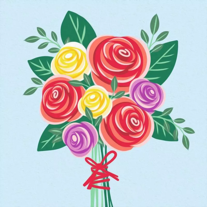 Ravensburger gleznošanas komplekts CreArt – Bouquet of Roses, krāsošanas pēc numuriem komplekts (modelis 25520)
