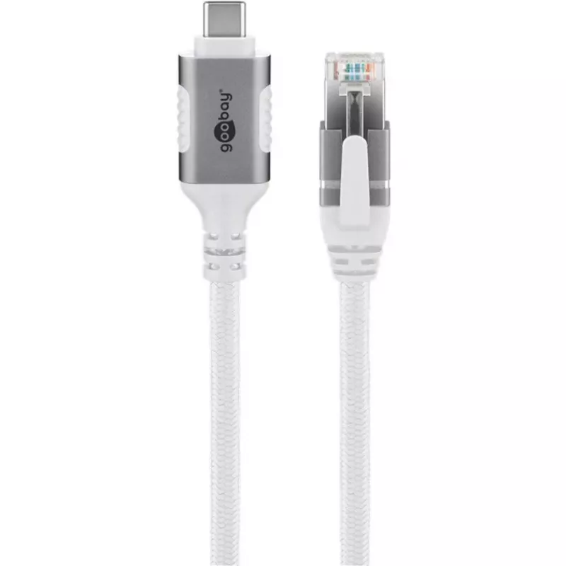 Tīkla kabelis Goobay 74180 USB C RJ-45 Cat6 10 m balts