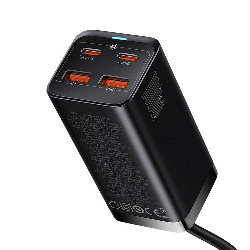 Baseus GaN3 100/ 65W galda lādētājs Quick Charge QC 3.04.0 USB C Type C tālruņa lādētājs priekš IPhone15 Huawei Xiaomi MacBook klēpjdatora