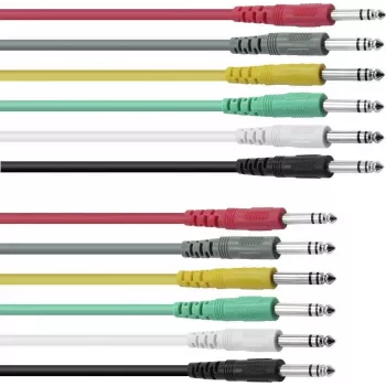 Audio komutācijas kabelis Omnitronic 3021005P, 6 x 0,9 m, 6,3 mm (1/4 collas) mono spraudņi
