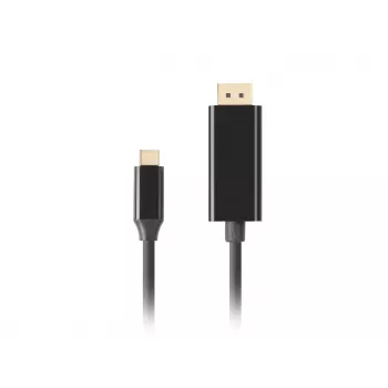 Video kabeļa adapteris LANBERG CA-CMDP-10CU-0010-BK USB Type-C uz DisplayPort 1 m, DisplayPort 1.2, līdz 3840×2160@60Hz, HDR