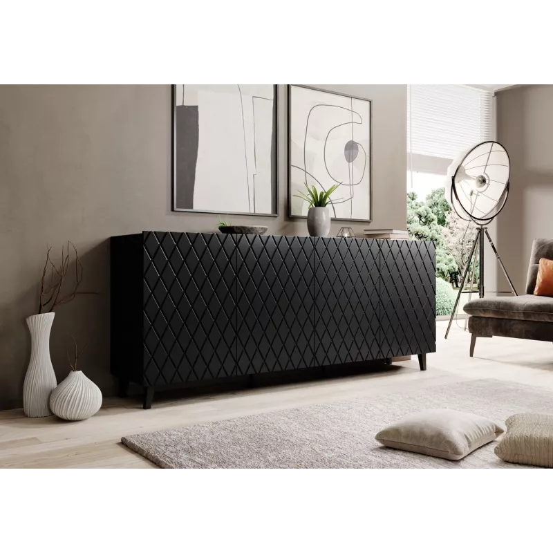 ASTI kumode 200x42x82 melns matēts
