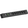 Barošanas sadalītājs Bachmann CONNECTUS ar 6 × CEE 7/3, 1 × SPD-Plus pārsprieguma aizsardzību, 1 × slēdzi, 2,0 m kabeli, melns