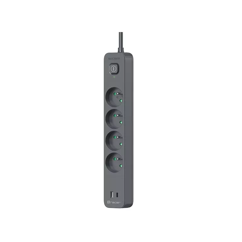 Strāvas sadalītājs TRACER TRALIS47026 ar 1,5 m kabeli, 4 USB portiem un PD 18W