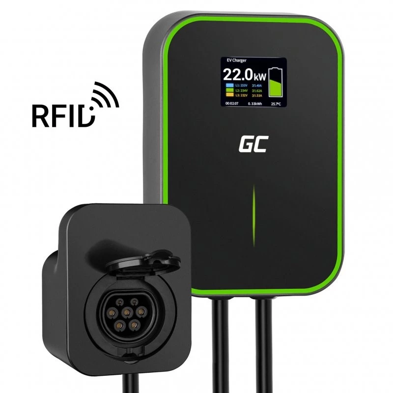GREEN CELL WALLBOX EV POWERBOX 22KW AR RFID ligzdu