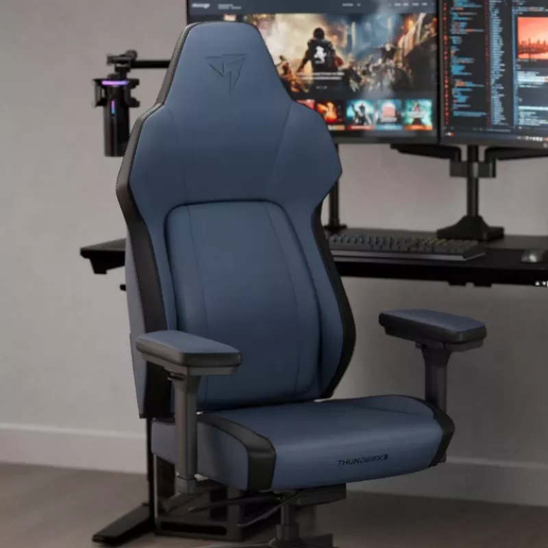 Spēļu krēsls Thunder X3 TEGC-2071101.B1 — ergonomisks moderns zils, regulējams augstums un slīpums