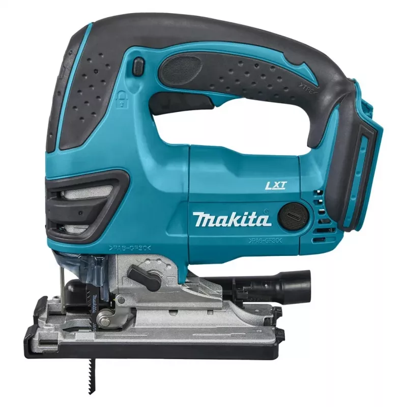 Finierzāģis Makita DJV180ZX bezvada korpusa modelis — 3 pakāpju svārsts, 0–2600 gājieni/min, gājiena garums 26 mm, griezuma dziļums kokā 135 mm