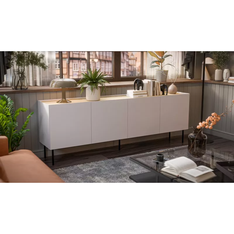 Kumode Cama Meble FELLINI 2000×400×700 mm, kašmira apdare, eļļota ozola virsma