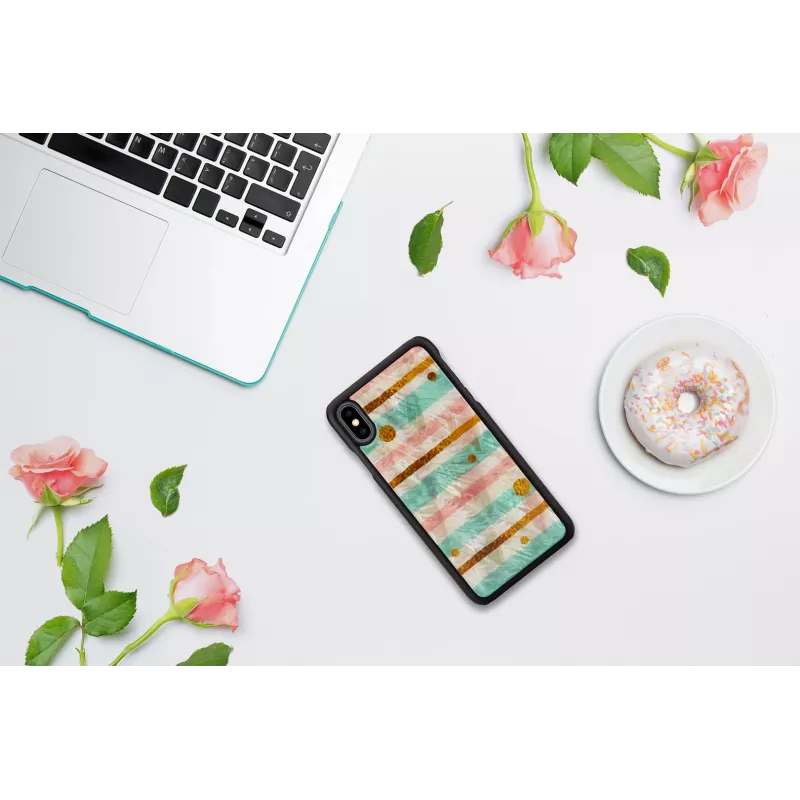 Aizsargājošs viedtālruņa maciņš iKins iPhone XS Max — Pop Mint Melns, cietais apvalks ar paaugstinātām malām