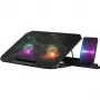 Portatīvā datora dzesēšanas paliktnis DEFENDER NS-510 ar 2 ventilatoriem, 2×USB pieslēgvietām un RGB apgaismojumu