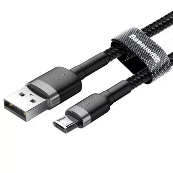 Baseus Cafule 2.4A 1m Micro USB kabelis (pelēks/melns)
