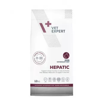 Sausās suņu barības VETEXPERT Veterinary Diet Hepatic 12 kg — diētiska barošana aknu atbalstam, gaļas garša, pieaugušiem suņiem 10–15,9 kg
