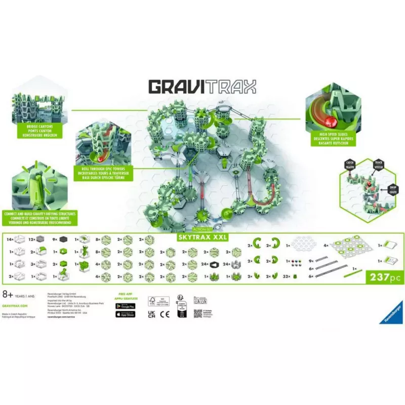 Bumbiņu trases darbības komplekts Ravensburger GraviTrax Action Set XXL Skytrax, trases paplašinājums
