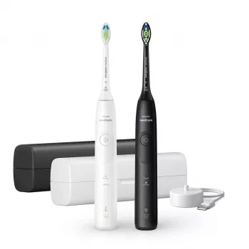 Uzlādējama skaņas zobu birste Philips Series 5500 HX7119/02 — 2 rokturi, 2 birstes galviņas, litija jonu akumulators, ikdienas kopšana un balināšana