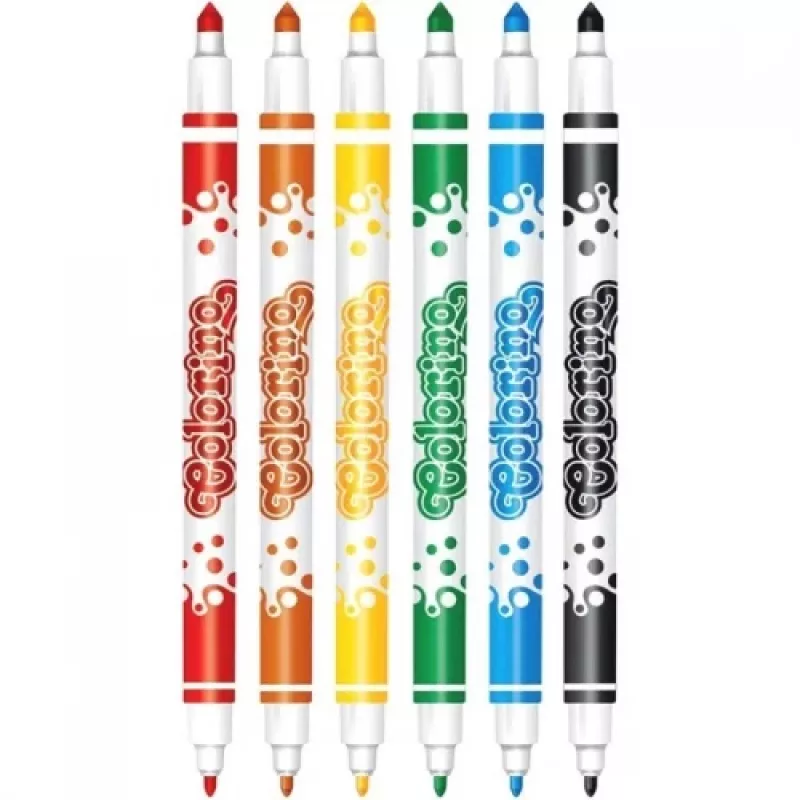 Flomasteri colorino ar dubultu galu, 6 krāsas, modelis 13437PTR
