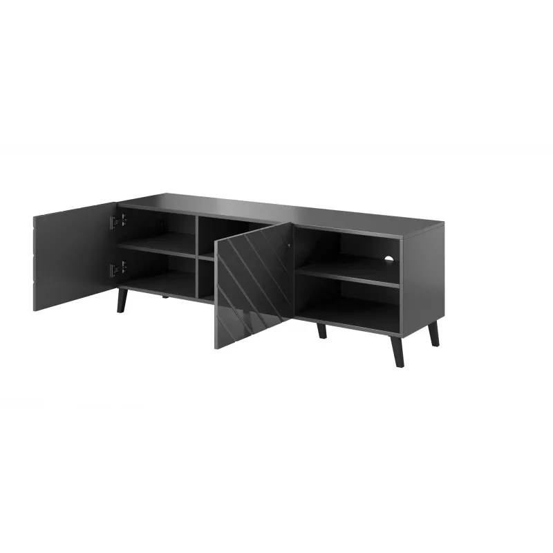 RTV skapis ABETO 150x42x52 grafīta/glancēts