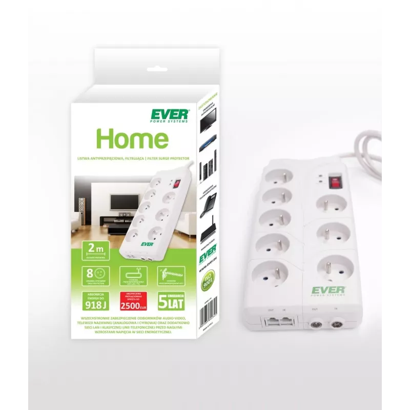 Pārsprieguma aizsargs Home 2m 8 kontaktligzdas