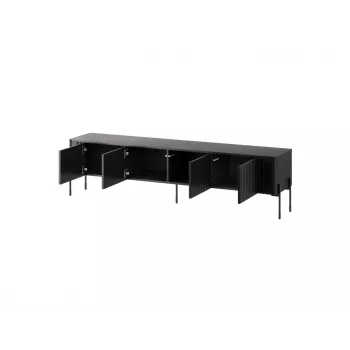TV skapis cama meble VERA 190x40x50 cm — matēti melna virsma un rāmis
