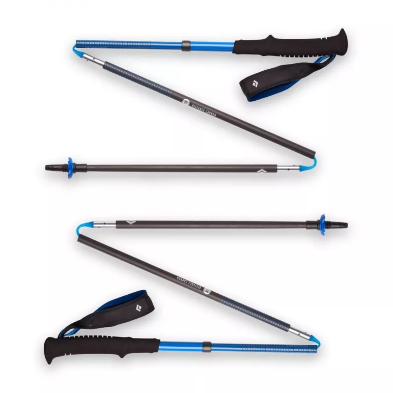 Pārgājienu nūjas Melns Diamond Distance Carbon Z, salokāms oglekļa kāts, 120 cm, 280 g, 3 segmenti