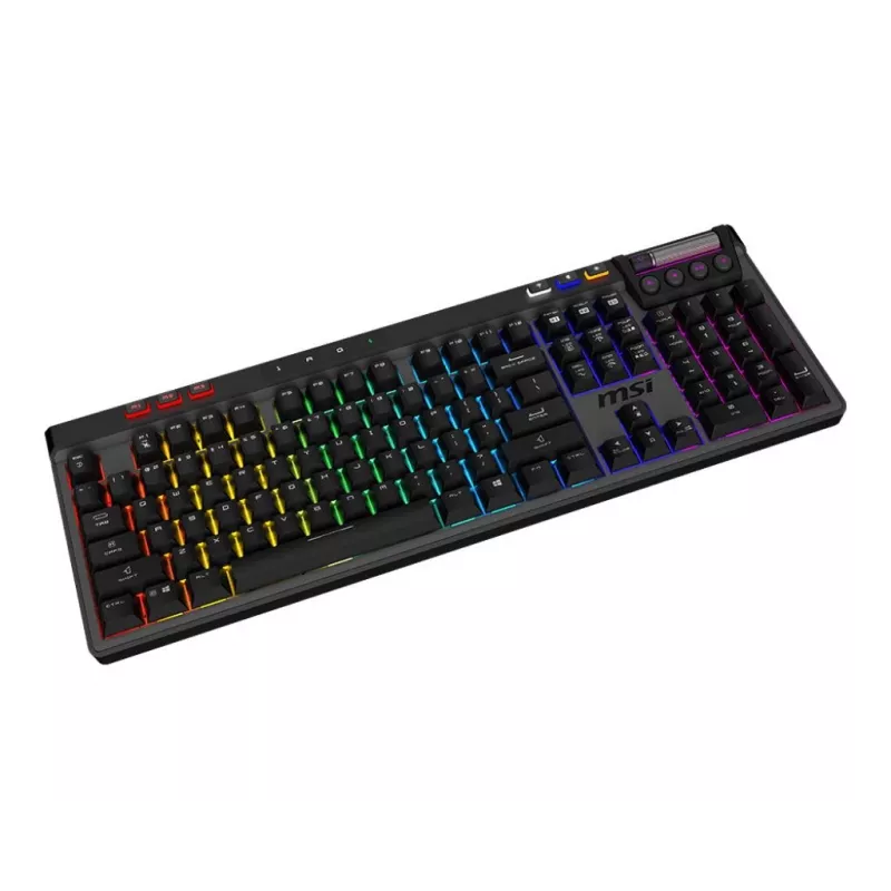 Mehāniskā spēļu tastatūra MSI Strike Pro W Silent US izkārtojums RGB fona apgaismojums, vadu, klusie taustes slēdži
