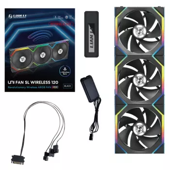 Lian Li UNI FAN SL-INF Wireless 120mm Reverse Blade ARGB korpusa ventilatori 3 gab. melni