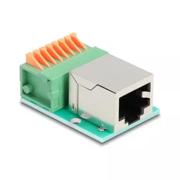 DeLOCK 90652 kabeļa adapteris RJ45 8 kontaktu spaiļu bloks Zaļš Sudrabains