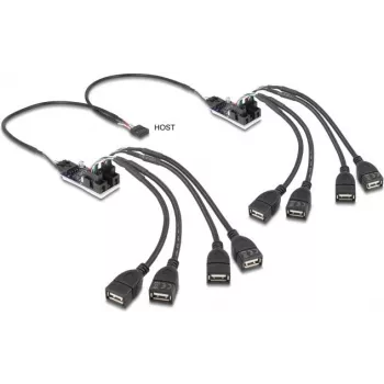 USB centrmezgls DELOCK 61072 — 8 portu USB 2.0 centrmezgls, darbināms no kopnes