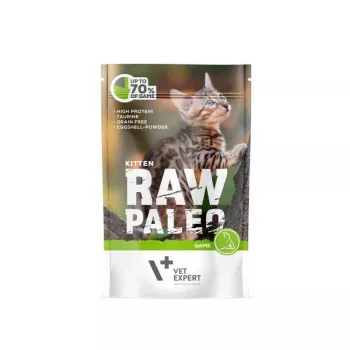 Mitrā kaķēnu barība VETEXPERT RAW PALEO Kitten Venison 100 g paciņa, bez lipekļa un cukura, pārtikas alerģijām