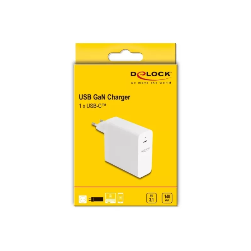Charger DeLOCK USB GaN 140W PD 3.1 Indoor AC Universal