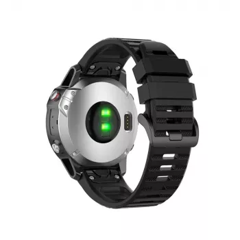 Silikona siksniņa FIXED Garmin QuickFit 26mm melna — rezerves pulksteņa siksniņa 26 mm