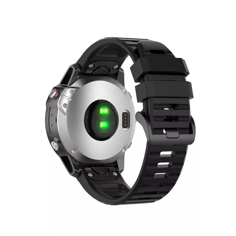 Silikona siksniņa FIXED Garmin QuickFit 26mm melna — rezerves pulksteņa siksniņa 26 mm