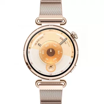 Viedpulkstenis HUAWEI WATCH GT6 1,32 collu AMOLED, 41 mm, nerūsējošais tērauds, zelts, milānas aproce, IP69, 14 dienu baterija