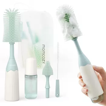 Momcozy PUSH-PRESS dizaina pudeļu birstīšu komplekts zaļš