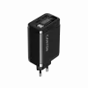 Lādētājs CANYON OnCharge 65RC ar iebūvētu USB-C vadu, 65W, 1x PD, 1x QC, ES kontaktdakša, melns