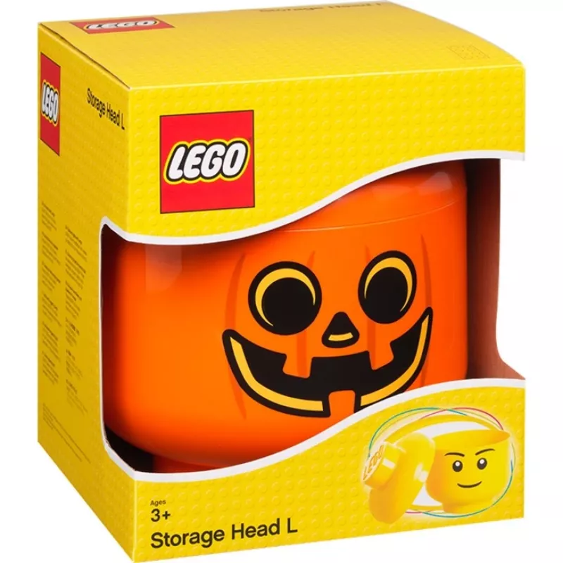 Glabāšanas kaste Room Copenhagen LEGO Storage Head Pumpkin liela oranža/melna