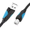 USB 2.0 A uz USB-B kabelis Vention VAS-A16-B500, 5 m, melns, vīriešu-vīriešu, 480 Mb/s