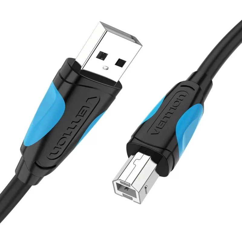 USB 2.0 A uz USB-B kabelis Vention VAS-A16-B500, 5 m, melns, vīriešu-vīriešu, 480 Mb/s