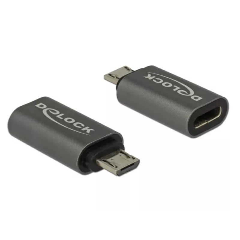 DeLOCK - USB adapteris - USB-C (siev.) uz Micro-USB Type B (vīr.) - USB 3.1 Gen 1 - 2,8 cm - Antracīta (65927)