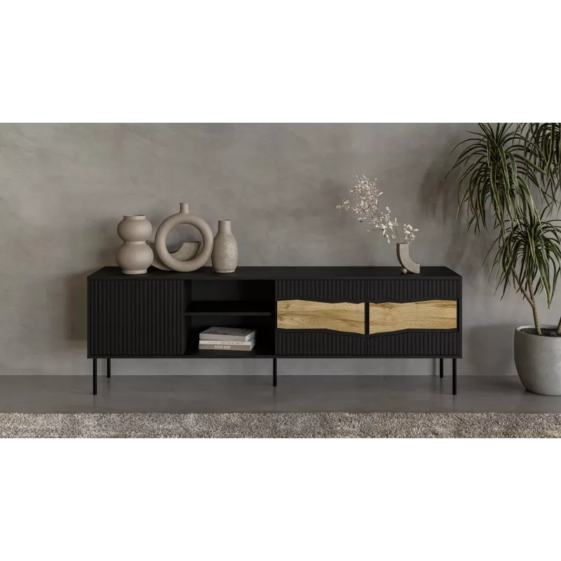 TV skapītis cama meble INSERTO 3D1W 190x40x62 cm melns ar LED