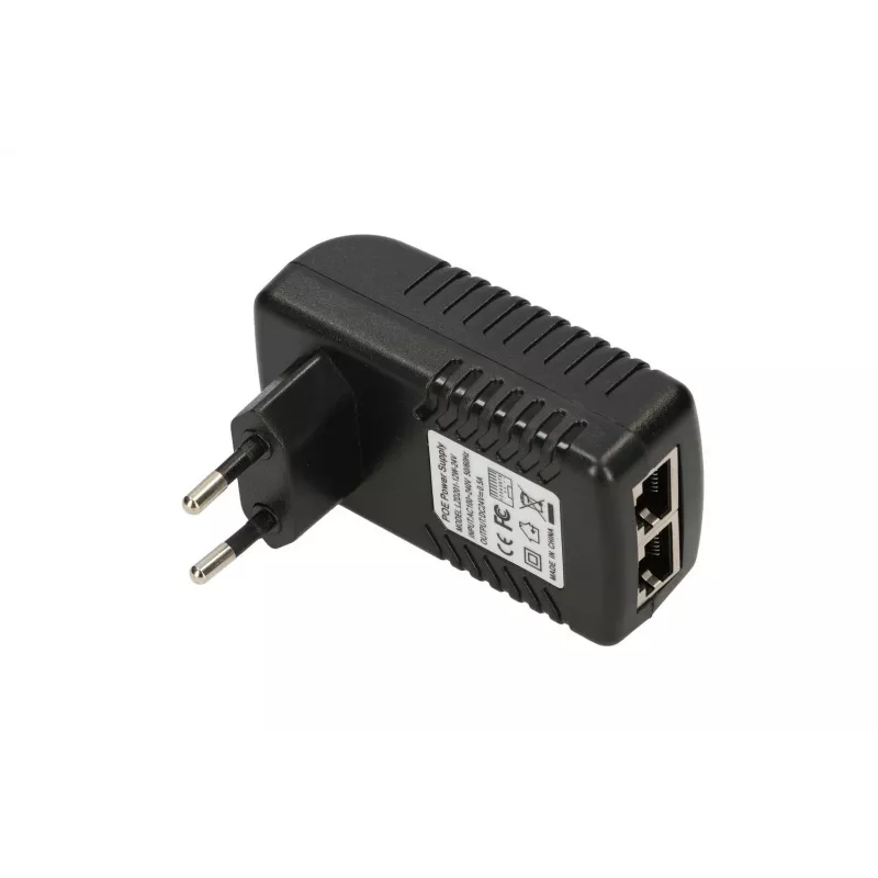 PoE barošanas bloks Extralink POE-24-12W 24V 0.5A 12W iekštelpu sienas kontaktdakša, melna