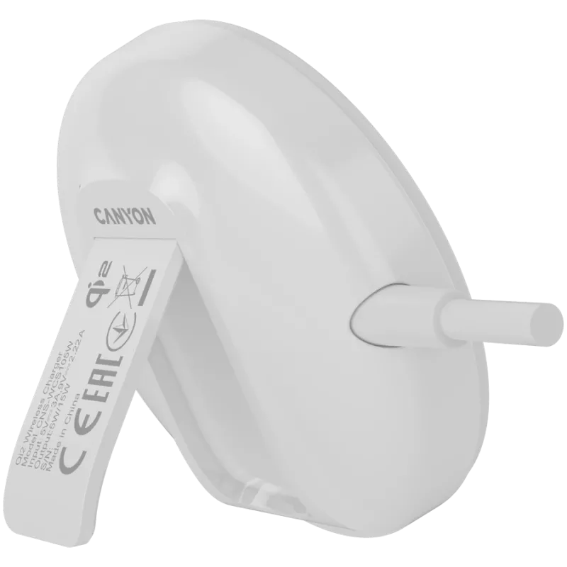 Bezvadu lādētājs CANYON WS-105 15W Qi2 balts – 15W bezvadu uzlāde, saderīgs ar Qi2