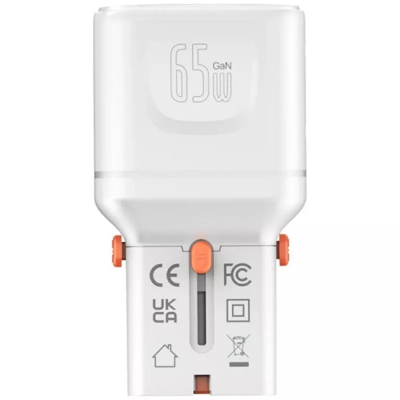 Ceļojumu lādētājs World 65W USB-C + USB-A balts