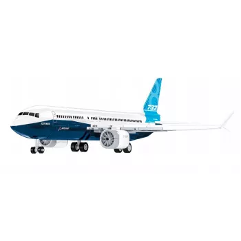 Būvniecības komplekts Cobi Boeing 737-8 — 340 detaļas, ieteicamais vecums 7+, zila un balta