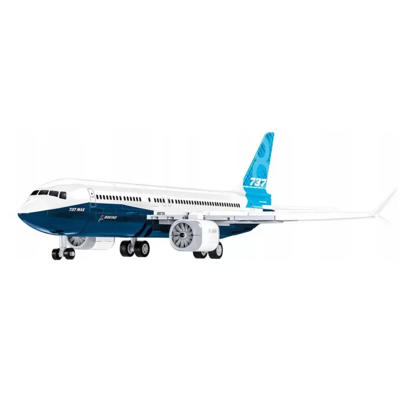 Būvniecības komplekts Cobi Boeing 737-8 — 340 detaļas, ieteicamais vecums 7+, zila un balta