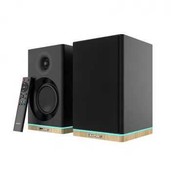 Plauktu skaļruņi Teac BS-60BK LED melni — Bluetooth, 2×90W, RCA, USB, optiskā ieeja, bass-reflex, tālvadības pults