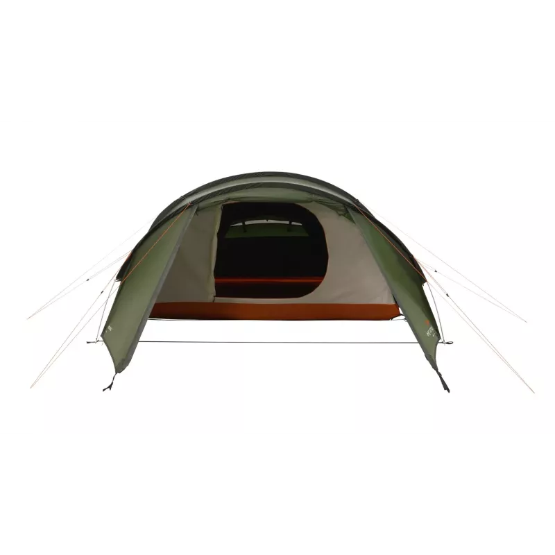 Tuneļtelts easy camp Pasvik 4 — 4-personu, stingrs karkass, 3 m ūdensnecaurlaidīga virsjumta, alumīnija stieņi, tumši zaļa, 2350×4050×1200 mm