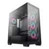 Datora korpuss DeepCool CG580 4F Midi Tower — ATX/ITX/MicroATX, rūdīts stikls, 3 × 120 mm + 1 × 120 mm ventilatori, 2 × 3,5 collu un 2 × 2,5 collu nodalījumi, USB-A × 2 USB-C × 1, melns