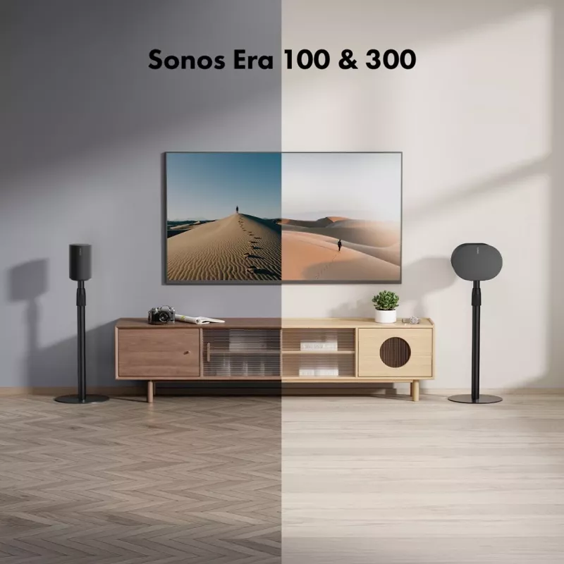 Grīdas statīvs MACLEAN MC-496 Sonos Era 100 un 300, regulējams augstums 682–1068 mm