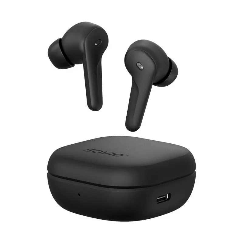 SAVIO in-ear TWS headset TWS-12, Bluetooth 5.3, built-in mic, Melns